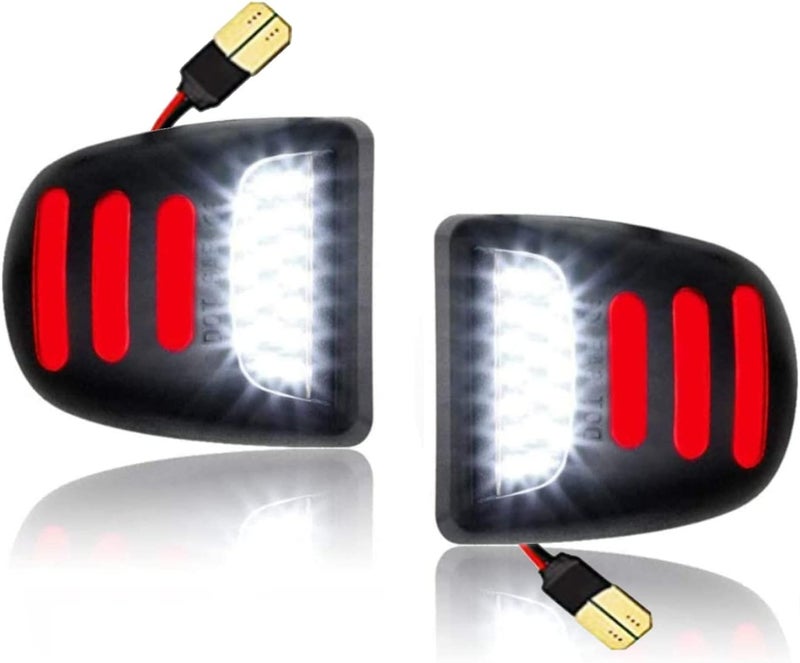 Best View LED License Plate Light Tag Lamp Assembly - Tag Lights Led with Red OLED Neon Tube - Compatible with Chevy Silverado Suburban Tahoe GMC Sierra 1500 2500 3500 HD Escalade EXT, 2 Pieces - Image 1